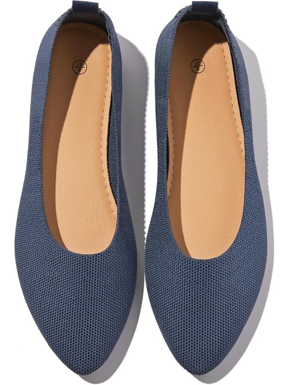Women's Navy Blue Mesh Comfortable Insole Pointed Toe Ballet Casual Flat Shoes